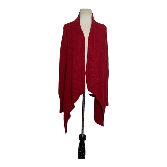 Talbots red long sleeves open front asymmetrical sweater size M - Picture 5 of 8